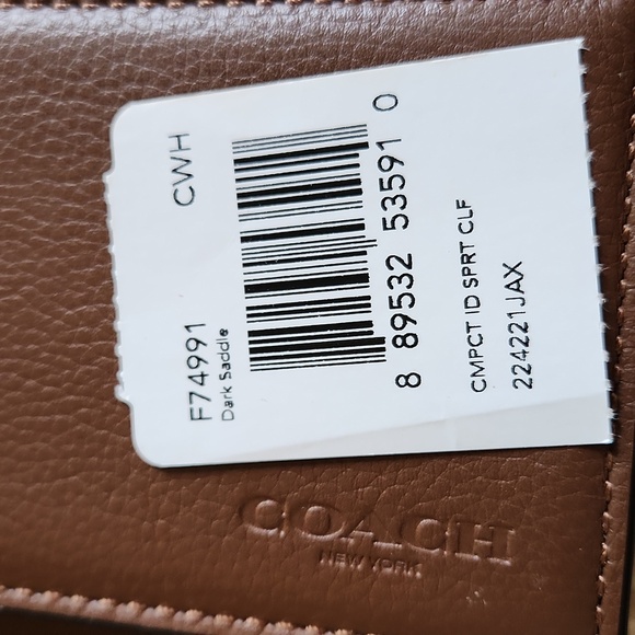 NWT Coach Men's Compact ID Dark Saddle Calf Leather 3-in-1 Wallet 🤎 - Picture 15 of 15
